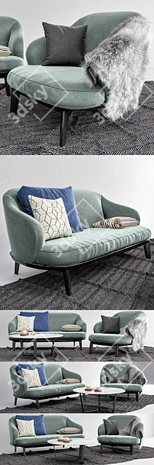Minotti Leslie: Modern & Stylish Seating Set 3D model image 2