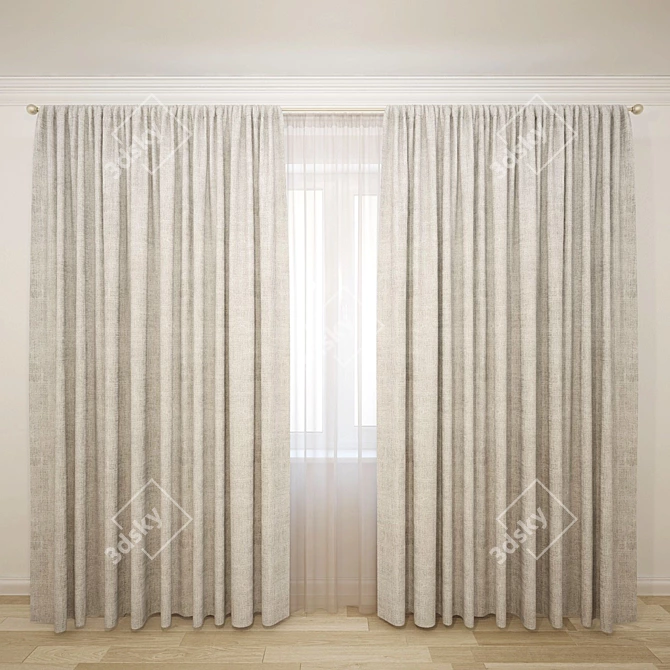 Elegant Sheer Curtain 3D model image 1