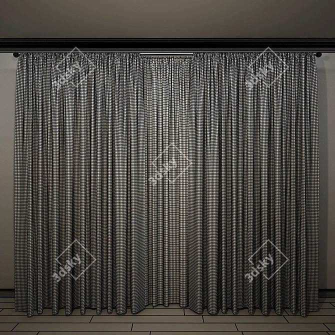 Elegant Sheer Curtain 3D model image 2