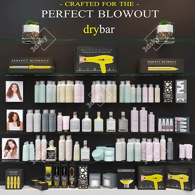 Beauty Salon Essentials: Cosmetics, Makeup, Lotion, Shampoo, Hair Dryer, Perfume 3D model image 1