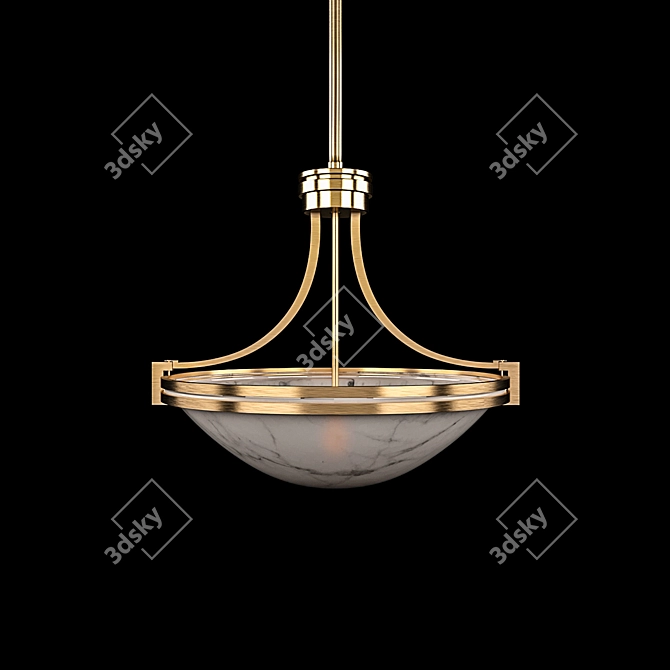 Deco-Inspired Brass Pendant Light 3D model image 1