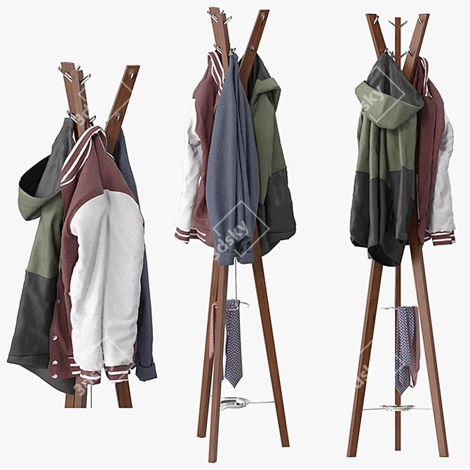 Minimalist Coat Rack Stand 3D model image 1