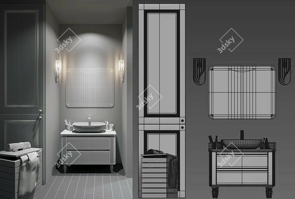 BelBagno Radice 100 Tortora Opaco Bathroom Set 3D model image 3