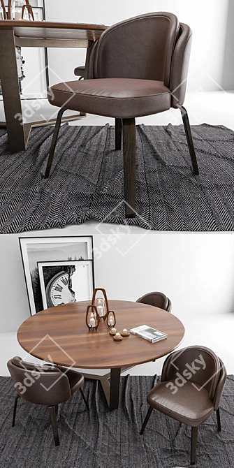 Elegant Dining Set: Table (1800mm x 900mm), Chair (800mm x 800mm x 900mm) 3D model image 2