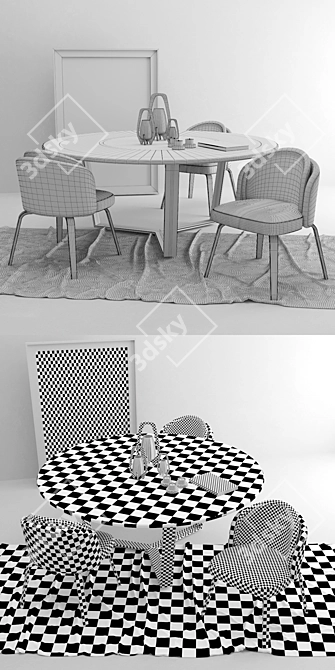 Elegant Dining Set: Table (1800mm x 900mm), Chair (800mm x 800mm x 900mm) 3D model image 3