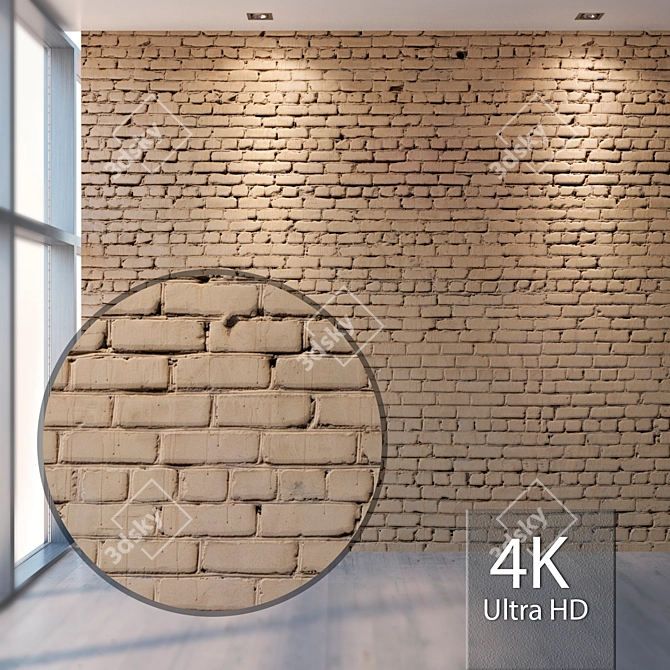 Seamless Brick Texture 4K 3D model image 1