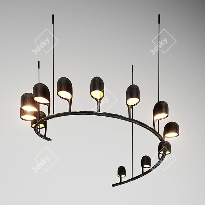 Spiral Elegance: Stunning Chandelier 3D model image 1