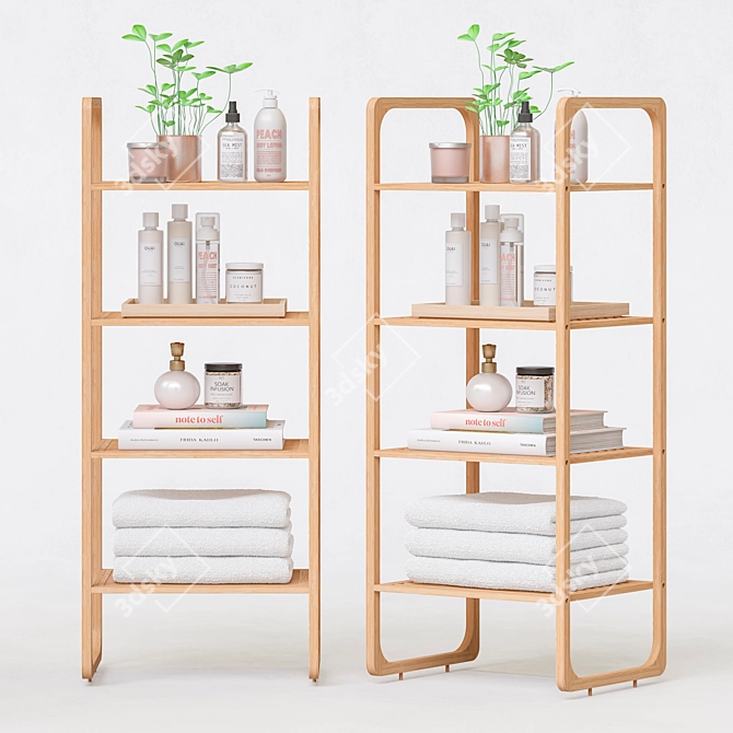 Bamboo Bathroom Shelving for Modern Organization 3D model image 1