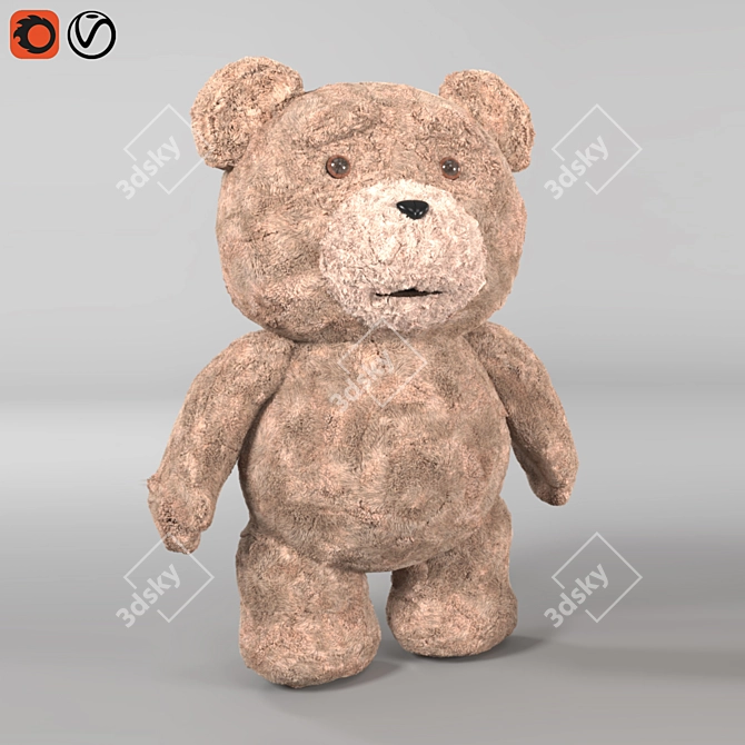 Fluffy Teddy Bear Toy 3D model image 1