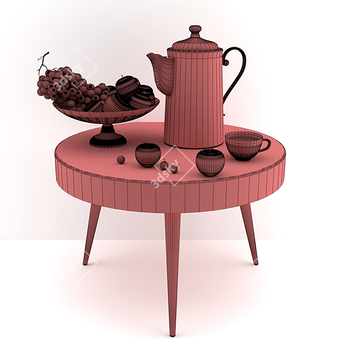 Title: Vintage Coffee Pot Decor Set 3D model image 2