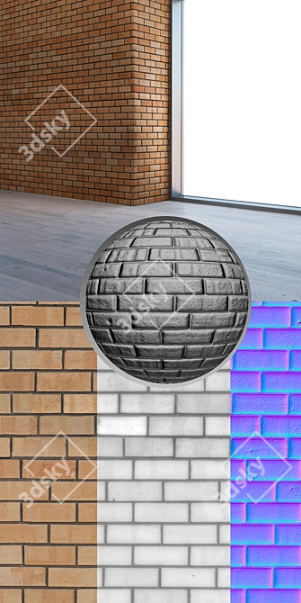 Seamless 4K Brick Texture Set 3D model image 3