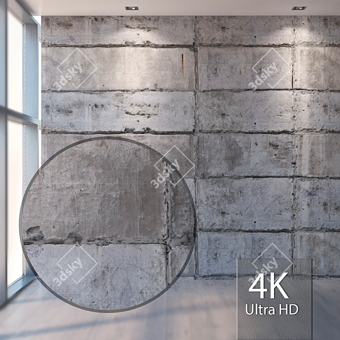 Seamless Concrete Wall Texture 3D model image 1