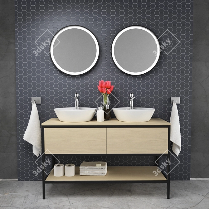 Sleek & Chic Bathroom Set 3D model image 1