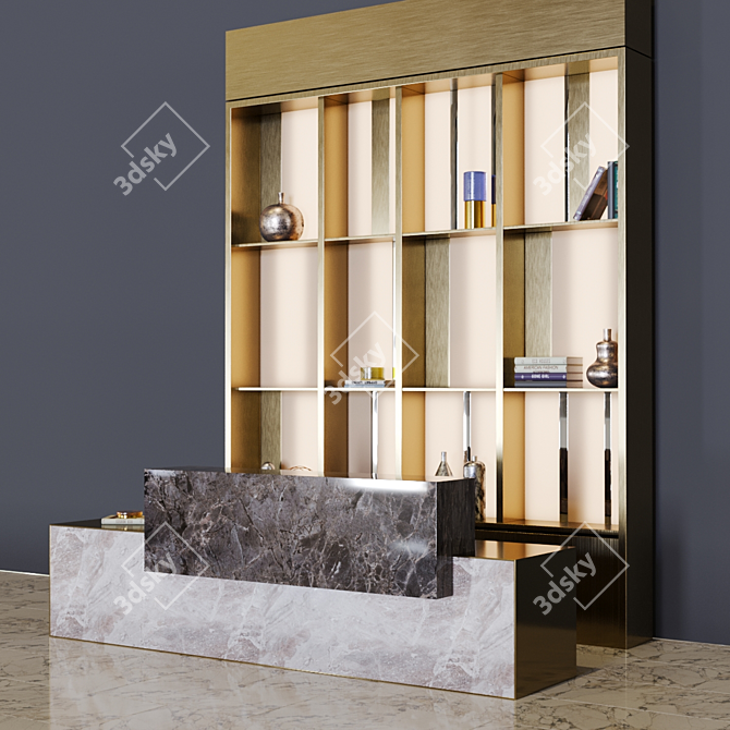 Sleek Reception Counter and Showcase 3D model image 2