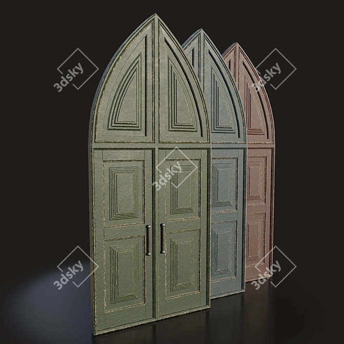 Classic Wooden Front Door 3D model image 1