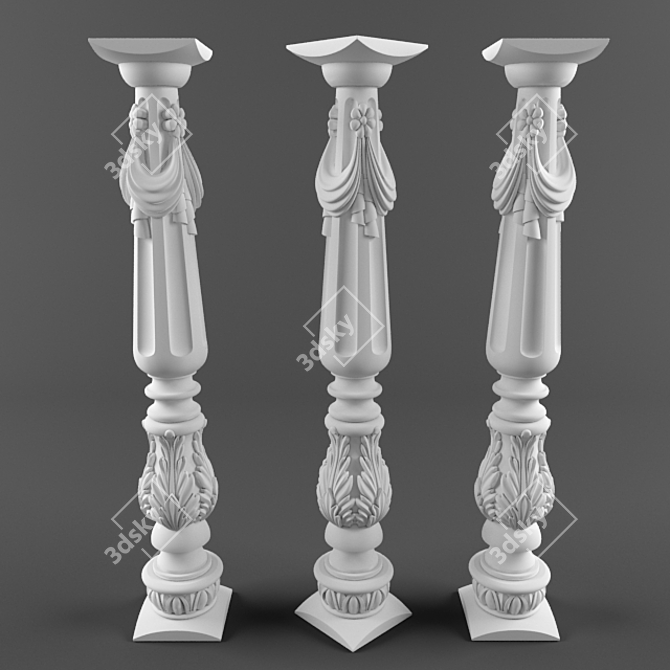 Elegant Staircase Baluster 3D model image 1