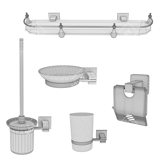 Newarc Idea Bathroom Accessories Set 3D model image 3