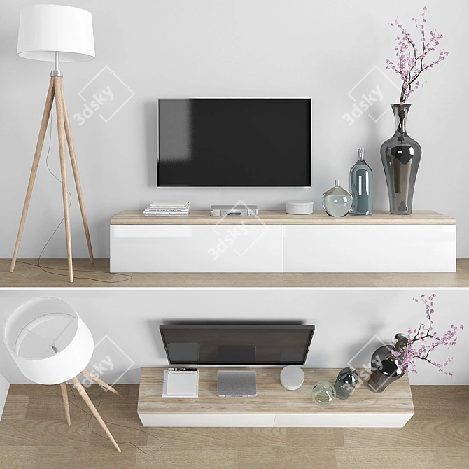 Stylish TV Stand Set 3D model image 1