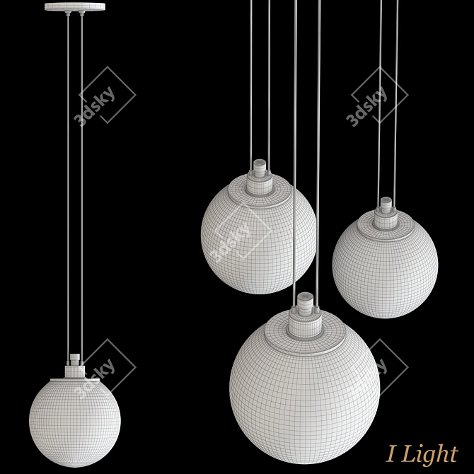 Gras Glass Ball Pendant Light 3D model image 2