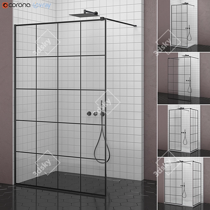 Modo Black Factory: Industrial Elegance Showers 3D model image 1