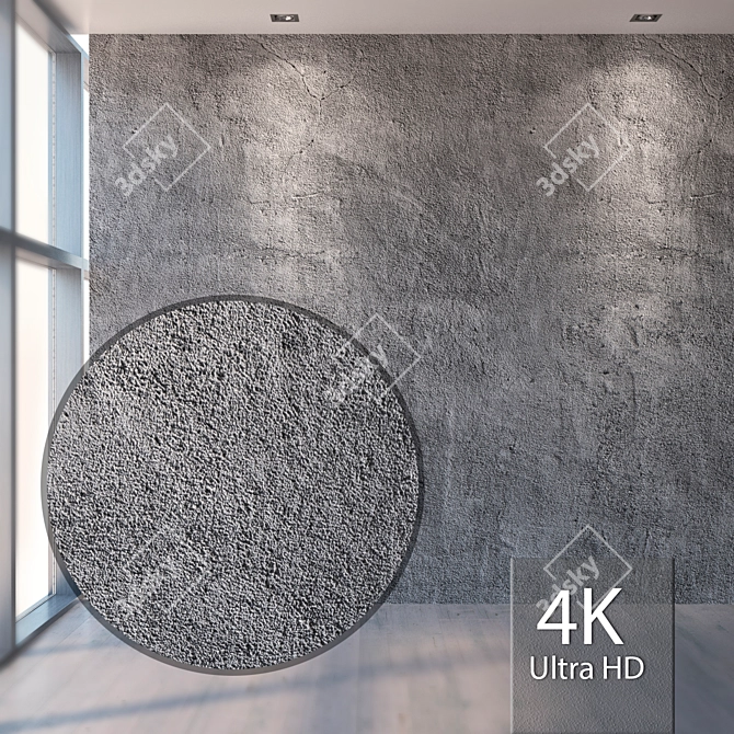 Seamless 4K Plaster Texture Set 3D model image 1