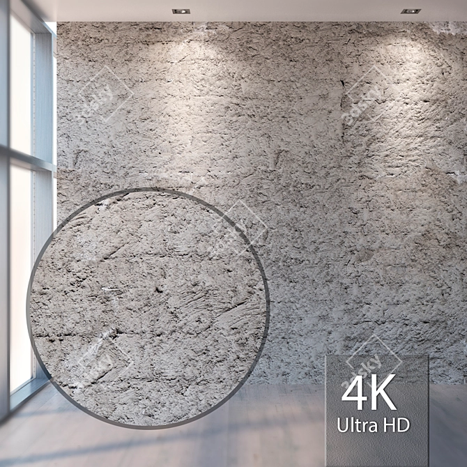 Seamless 4K Rough Plaster Texture 3D model image 1