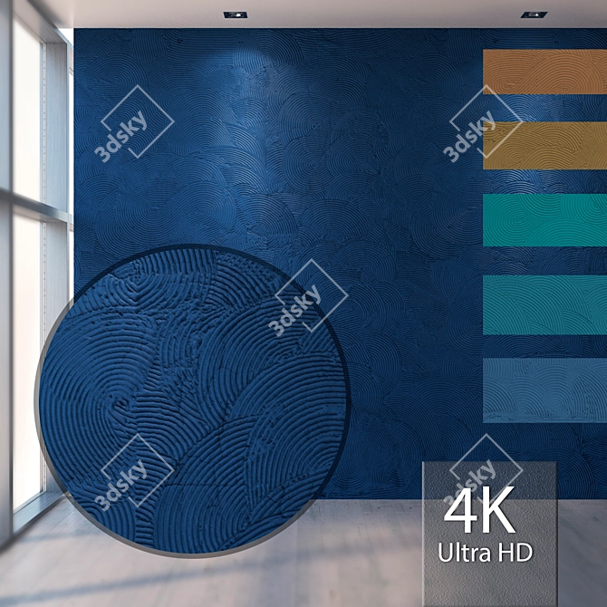 Seamless Decorative Plaster: 4K Texture with 5 Additional Colors 3D model image 1