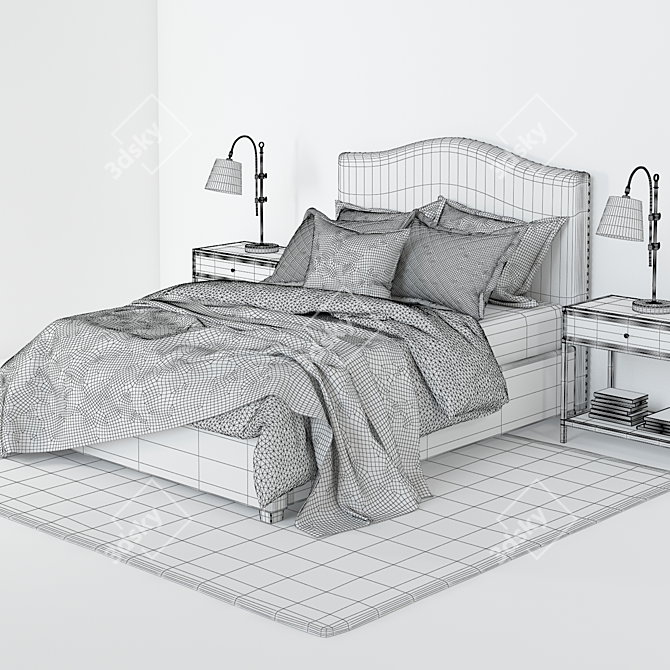 Pottery Barn Raleigh Bed: Stylish 3D Set 3D model image 2