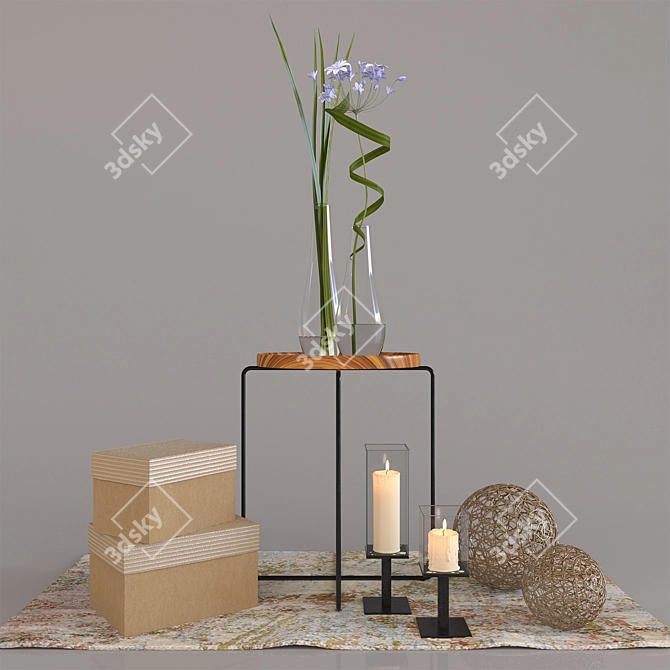 Elegant Fiore Vases Set 3D model image 1