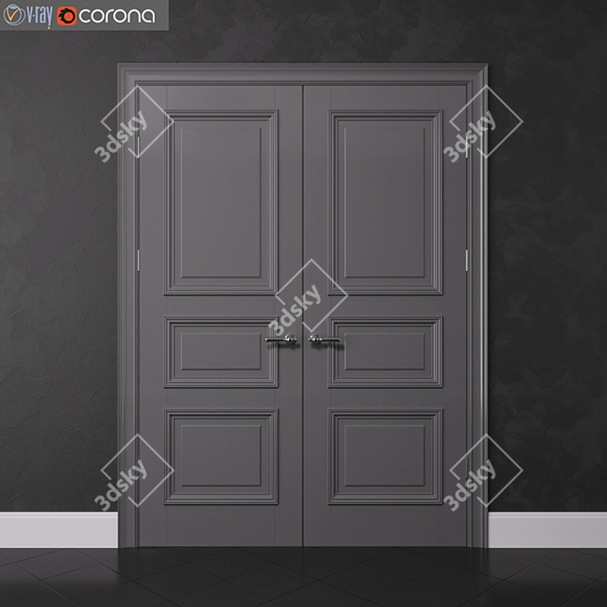 Elegant Interroom Double Door 3D model image 2