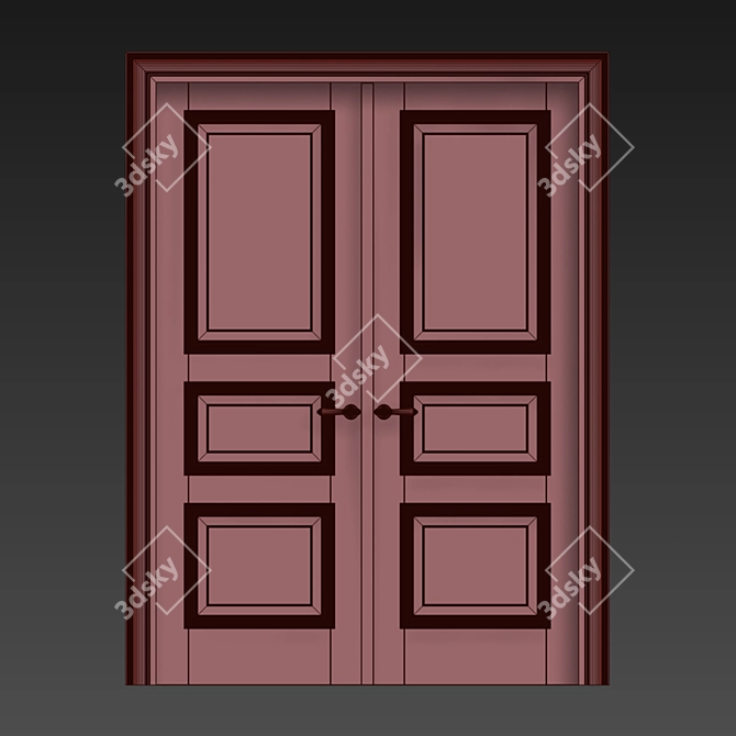 Elegant Interroom Double Door 3D model image 3