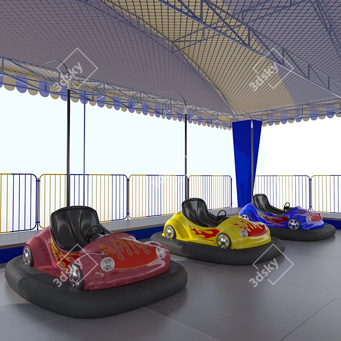 Bumper Cars Park Ride - Electric Vehicles with Inflatable Bumpers 3D model image 1