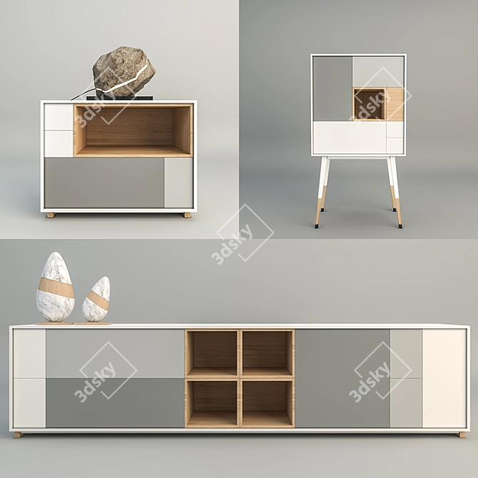 Modern 3-Piece Furniture Set 3D model image 1