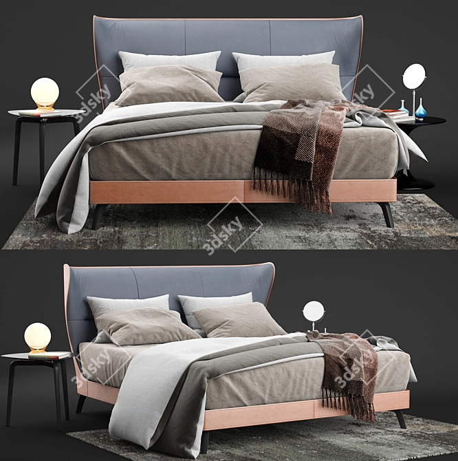 Poltrona Frau Mamy Blue Leather Bed 3D model image 1