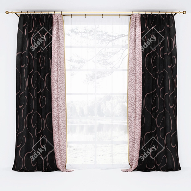 Modern Window Curtains - 270x245x25 cm 3D model image 1