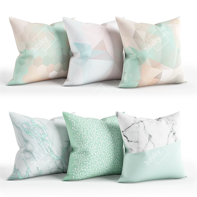 Mint Bliss Pillow Set 3D model image 1