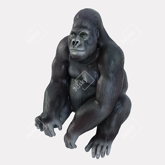 Gorilla Sculpture: Majestic Pose 3D model image 3