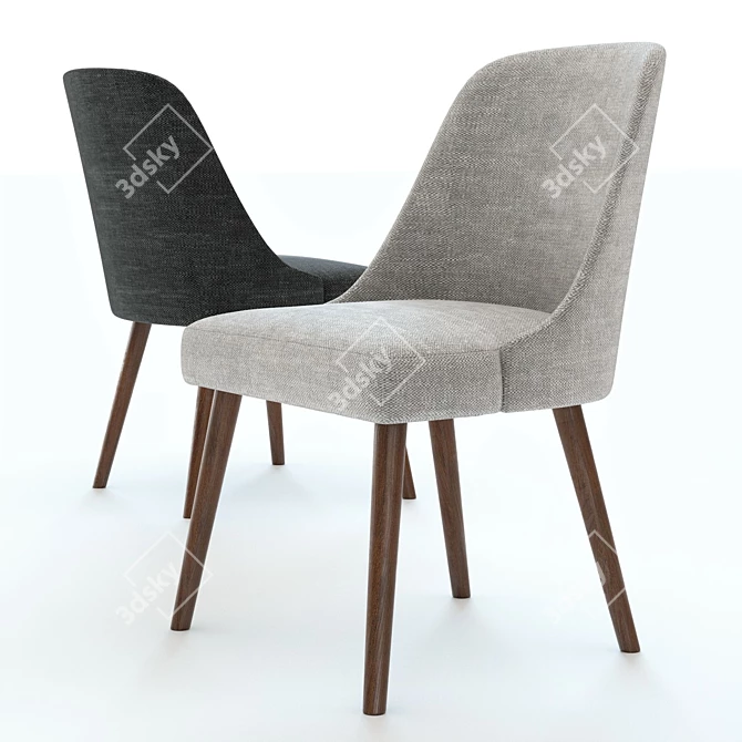 West Elm Mid-Century Walnut Dining Chair 3D model image 3