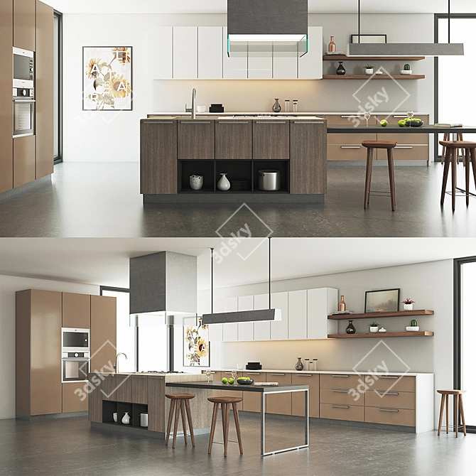  Sleek Kitchen Design: Polys 1,041,354 3D model image 1