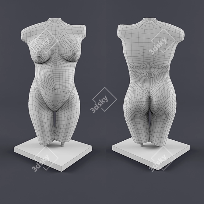 Graceful Female Sculpture: 3D Model 3D model image 2