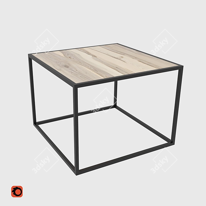 European Walnut Coffee Table. Choice of Metal Frame Color. 3D model image 3