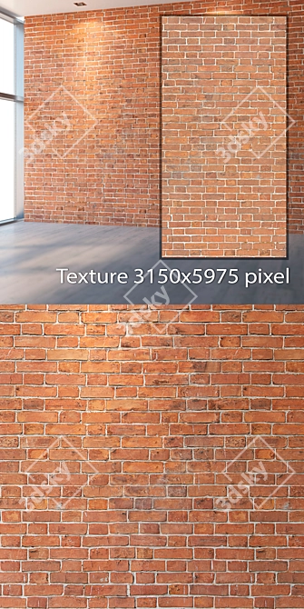 Seamless Brick Texture 3D model image 2