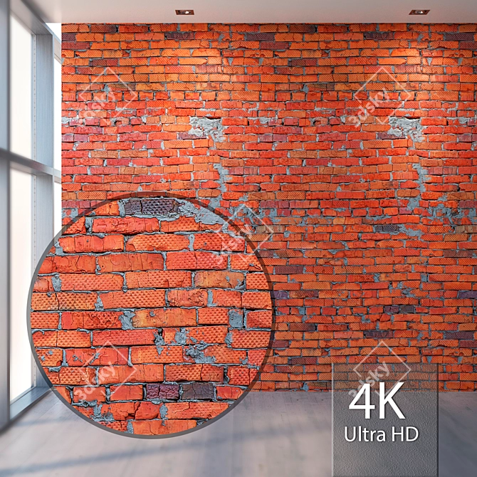 Seamless Red Brick Texture - 4K 3D model image 1