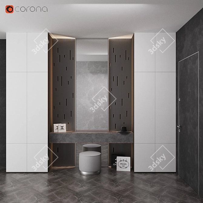 Modern Hall Set with Mirror 3D model image 1