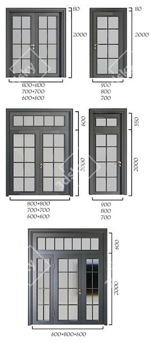 Paris Collection French Doors 3D model image 2