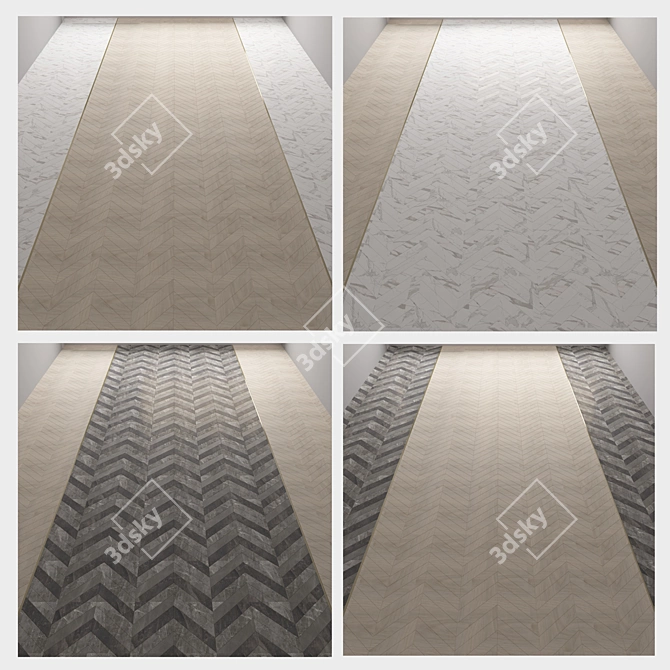 Elegant Wood and Marble Flooring 3D model image 1