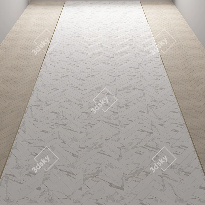 Elegant Wood and Marble Flooring 3D model image 2