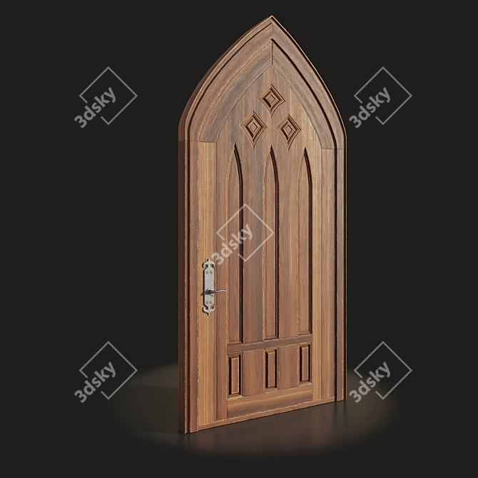 Elegant Gothic Door Design 3D model image 1