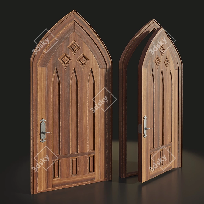 Elegant Gothic Door Design 3D model image 2