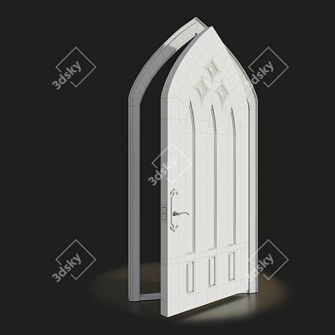 Elegant Gothic Door Design 3D model image 3